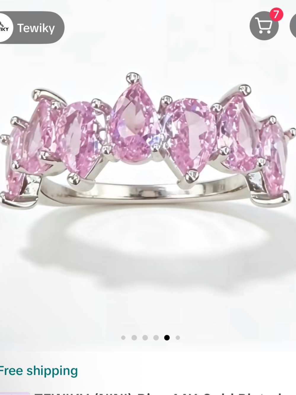 Pink Pear-Cut Ring — 14K Gold Plated